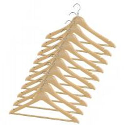 VAL 16614S10 Вешалка дерев., 44.5*23*1.2 см, набор 10 шт., c перекл., крючком д/экон. места, натур., шт