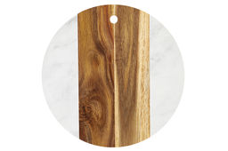 Доска для разделки и сервировки 30*30*1,3 см Белая круглая, мрамор/акация - Elan gallery фото 8