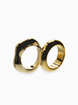 Кольцо пластик «Стиль», набор 2 шт. размер 17, цвет золото