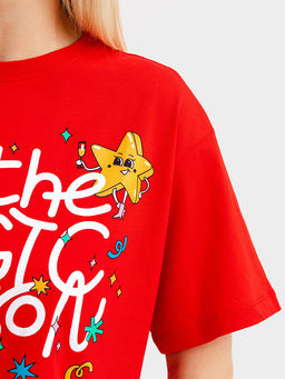 Футболка женская новогодняя в красном цвете с печатью - Mark formelle фото 8