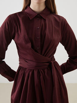 G?mlek Yaka Poplin Kad?n Elbise