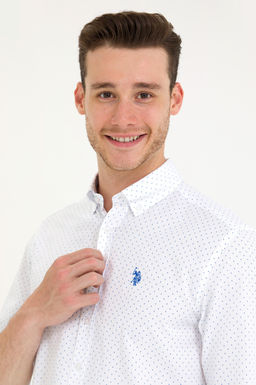 U. S. Polo Assn Мужская белая рубашка с принтом Saks - U.s. polo assn фото 2