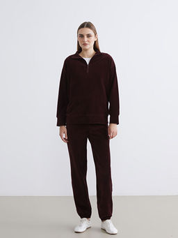 Dik Yaka Fitilli Kad?n Sweatshirt