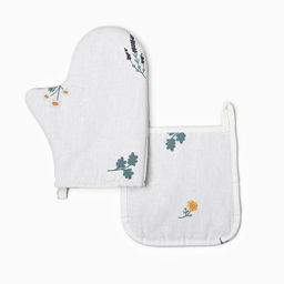 Набор кухонный Этель «Полевые цветочки»: варежка 20×27 см, прихватка 19×19 см, рогожка 176 г/м², 100% хлопок