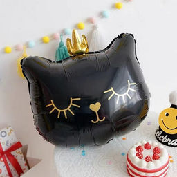 Воздушный шар фольгированный 18" «Кошечка-королева чёрная», фигура