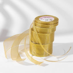 Набор парчовых лент, 5 шт, размер лент: 6/10/20/40/50 мм, 23 1 м, цвет золотой - Арт узор фото 2