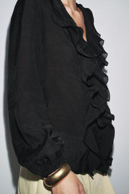 ZW COLLECTION RUFFLED SHIRT - Zara фото 3
