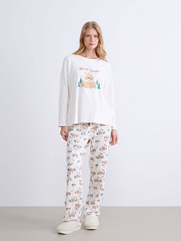 Beli Lastikli Y?lba?? Temal? Kad?n Pijama Alt?