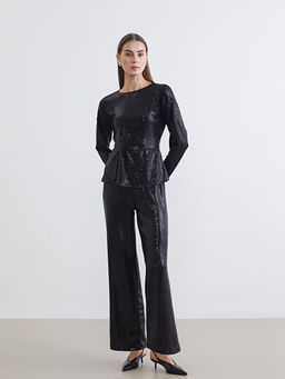 Standart Fit Payetli Kad?n Pantolon