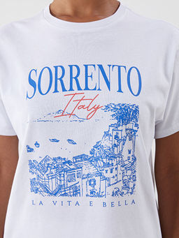 Bisiklet Yaka Italy Bask?l? Kad?n Ti??rt