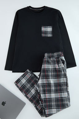 TRENDYOL MAN Gri- Yesil Ekose Desenli Dokuma Pijama Tak?m? TMNAW25PT00038 - Trendyolmilla фото 2