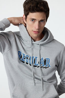 Kar Melanj Regular/Normal Kesim Kap__onlu Bask_l_ __i Polarl_ Sweatshirt TMNAW25SW00063