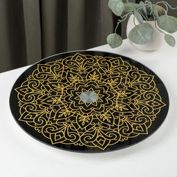 Подставка для торта вращающаяся Magistro Восток, d=32 см, стекло, чёрная  фото 6