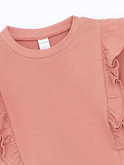 Bisiklet Yaka Bask?l? K?z ?ocuk Sweatshirt 2li