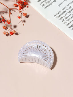 Цена за 12 шт. Крабик для волос « Туман», веер, 6 см, белый