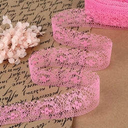 Цена за 2 шт. Кружево капроновое, 35 мм × 10 ± 1 м, цвет розовый