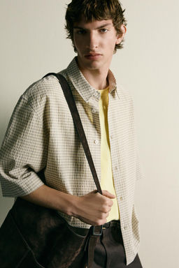 CAMISA CUADROS RELIEVE / Beige - Zara фото 5