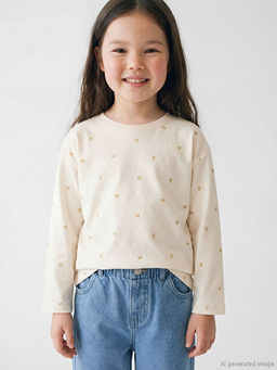 Uzun Kollu Desenli K?z ?ocuk Ti??rt