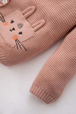 Трикотажный кардиган с круглым вырезом для маленьких девочек - Defacto фото 3