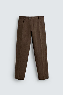 PANTAL?N REGULAR FIT TRAJE 100% LINO / Marr?n oscuro - Zara фото 5