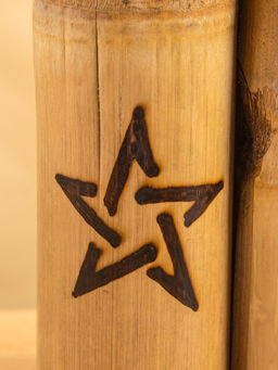 Свеча в бамбуке двойная «Звезда», 13×14×30 см, 100 мл, бежевая