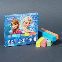 Цена за 5 шт. Мелки цветные школьные, набор 7 шт. «Эльза» «Холодное сердце», прямоугольные
