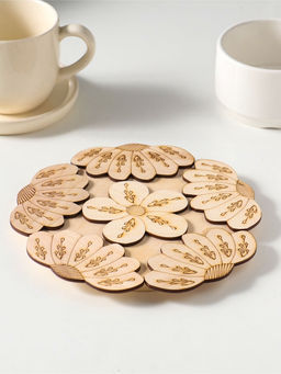 Подставка под горячее «Ромашка с узором» 19см, можжевельник, фанера