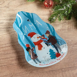 Тарелка новогодняя плоская «Зима», 13.4×20.5 см