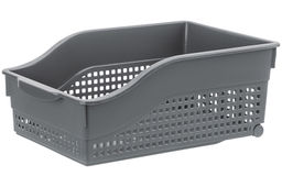 Контейнер хозяйственный 30,5*21*12,5 см Лофт серый на колесах широкий (модель 622018)