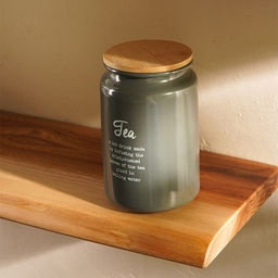 Банка для чая SL Home, 9.5×14 см, с бамбуковой крышкой, серая