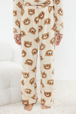 Trendyolmilla Ekru Ay?c?kl? Wellsoft K?sl?k Orme Pijama Tak?m? THMAW25PT00054 фото 8