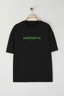 TRENDYOL MAN Siyah Oversize/Genis Kesim Bask?l? Kal?n %100 Pamuk Tok Kumas T-shirt TMNSS25TS00027 - Trendyolmilla фото 2