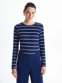 Bisiklet Yaka ?izgili Kad?n Ti??rt