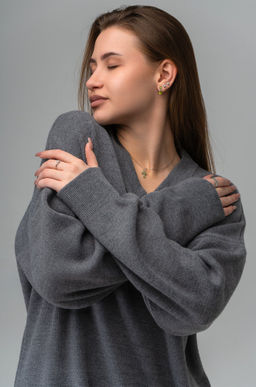 Женский удлиненный джемпер оверсайз с V-вырезом Happyfox - Happy fox фото 10