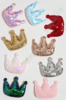 Патч с пайетками "Корона" 5,5*4,5 см (20 шт) SF-3782, ассорти