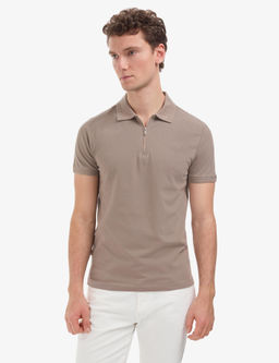 Koyu Vizon Slim Fit %100 Pamuk K_vr_lmaz Polo Yaka Basic Ti__rt