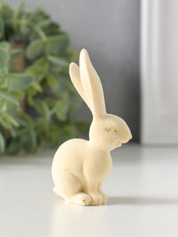 Фигурка полистоун, флок «Белый заяц», 3×4.5×8.5 см