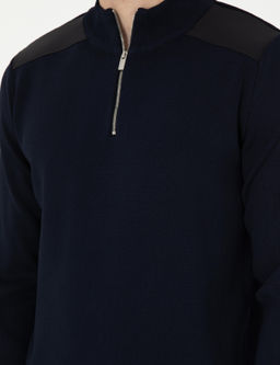 Lacivert Regular Fit Fermuarl_ Dik Yaka Triko Kazak - Pierre cardin фото 7