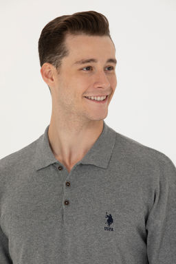 Свитер мужской U. S. Polo Assn Basic серый меланж из хлопка - U.s. polo assn фото 23
