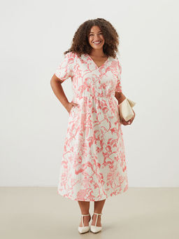 V Yaka ?i?ekli Elbise