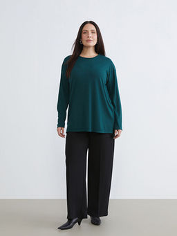 B?y?k Beden Bisiklet Yaka Oversize Kad?n Ti??rt