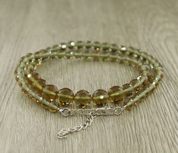 Султанит граненый, разноразмерные круглые бусины 6...10мм, бусы длиной 48см