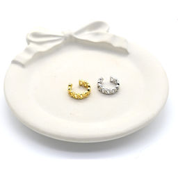 Серьга-кафф 12,5*3,7мм с родиевым покрытием, 1 штука