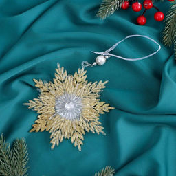 Цена за 2 шт. Ёлочная игрушка Зимнее волшебство. Снежинка - звёздная сияние, 1313.5 см, золото фото 2