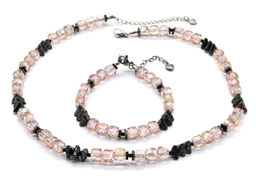 Чокер и браслет из циркона кубик граненый 6*6мм, цвет синий, 40см, 17см - Радуга камня фото 17