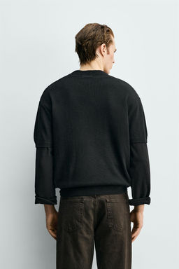 CAMISETA PUNTO ALGOD?N - LINO / Negro - Zara фото 3