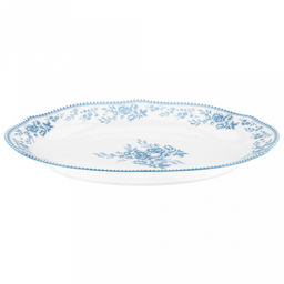 "Утренняя лазурь" Блюдо фарфоровое 330х215х40мм, 780мл, овальное, волнистый край, отводка, белый (Китай)