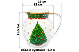 Кувшин 1,2 л 16*13*15,5 см Новогодняя елка зеленый узор, NEW BONE CHINA - Elan gallery фото 2