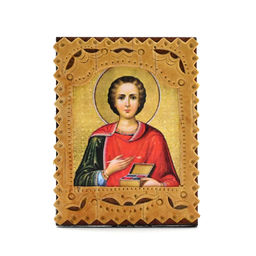 Икона из бересты "Пантелеймон" 50*65*5мм. Радуга камня