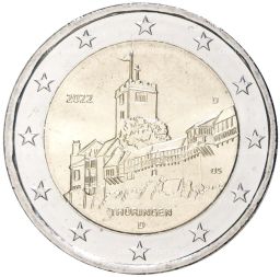 Монета 2 евро 2022 года D Германия  Тюрингия, Замок Вартбург